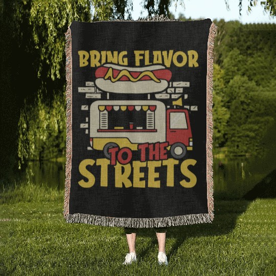 Street Food Hotdog Woven Blankets