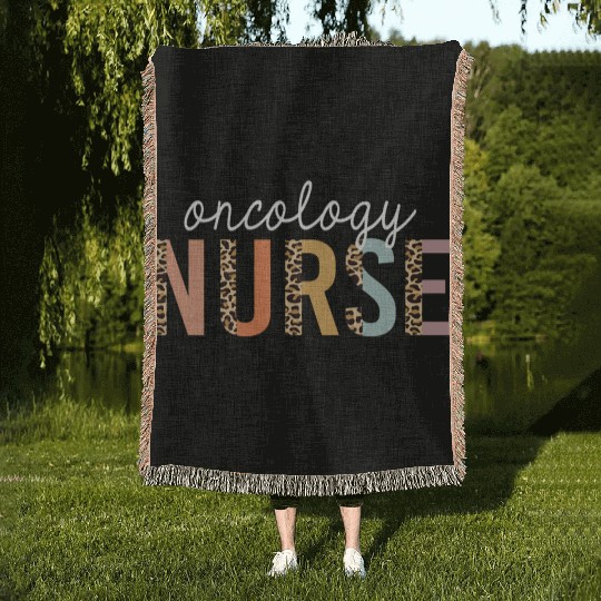 Oncology Nurse Leopard Print Nursing School Woven Blankets