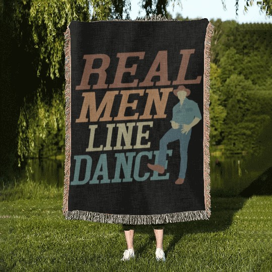 Real Men Line Dance Country Music Western Woven Blankets