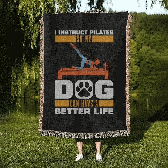 Pilates Instructor Teacher Dog Woven Blankets