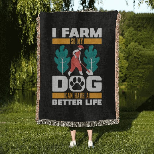 Farming Farmer Dog Woven Blankets