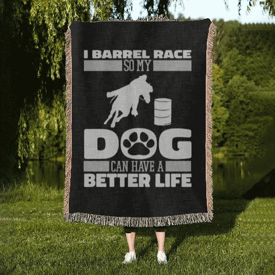 Horse Barrel Racing Dog Woven Blankets