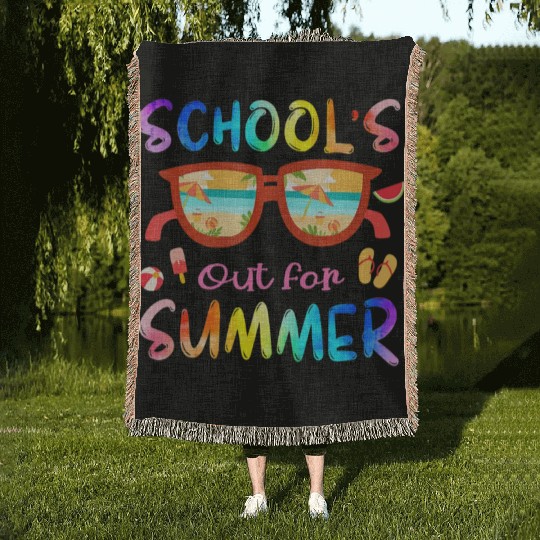 Schools Out For Summer Last Day Of School Teacher Woven Blankets