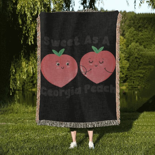 Sweet As A Georgia Peach Cute Funny Southern Woven Blankets