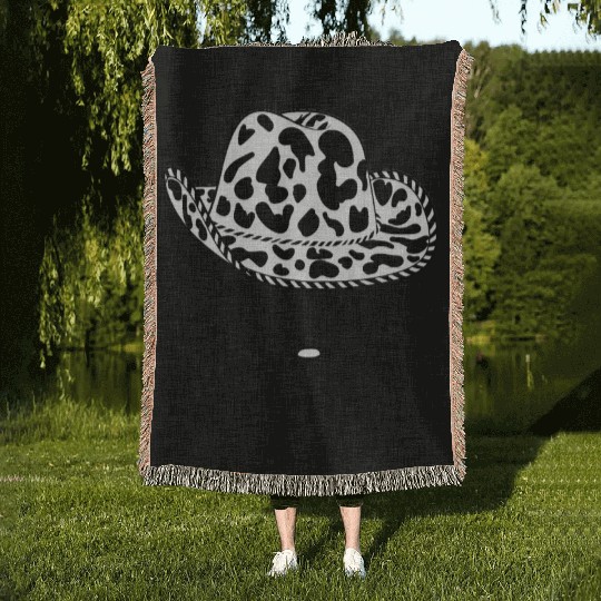 hat, gifts for farm ranch girls, cowgirl country Woven Blankets