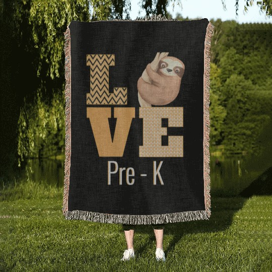 Love Pre-K Sloth Pre-K Teacher Back To School Woven Blankets