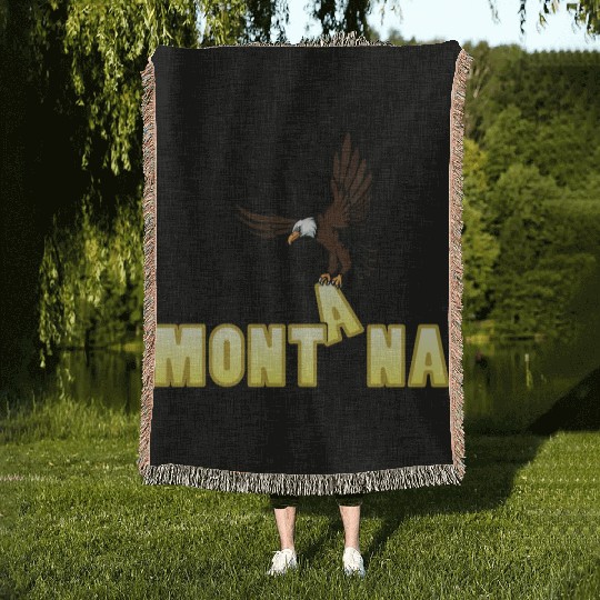 Bald Eagle Bird In Montana Woven Blankets