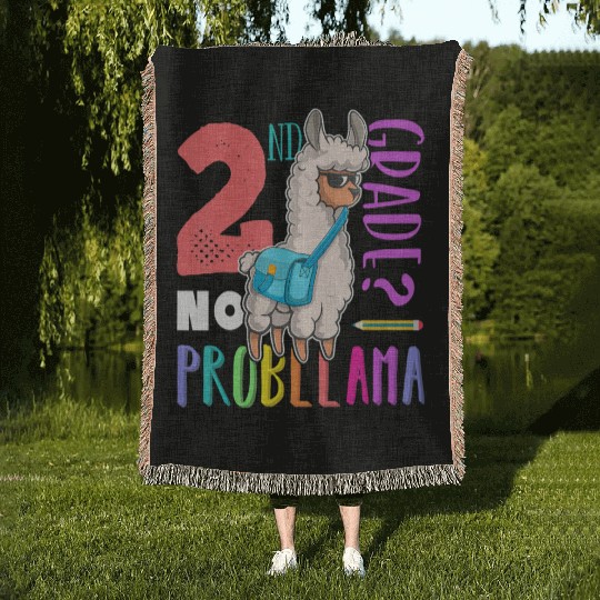 No Prob Llama 2nd Grade Back to School Girl Woven Blankets