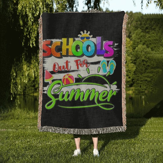 Schools Out For Summer Lover Funny Teacher Student Woven Blankets