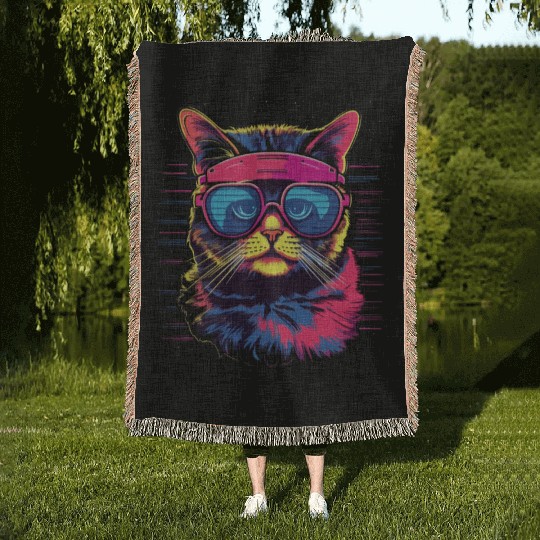 80s Cat Style Woven Blankets