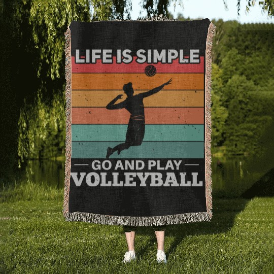 Volleyball Player Motif Woven Blankets