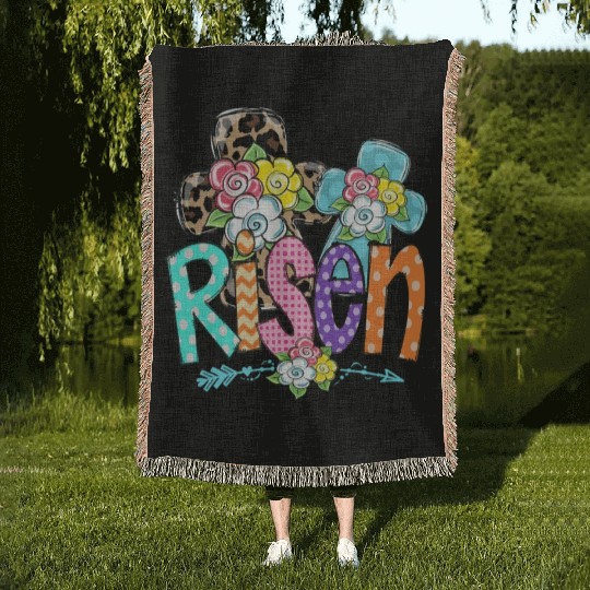 Happy Easter For Christian Mom He Is Risen Leopard Woven Blankets
