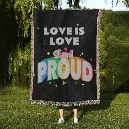 Love is Love Gay Pride Month Transgender Rainbow Woven Blankets