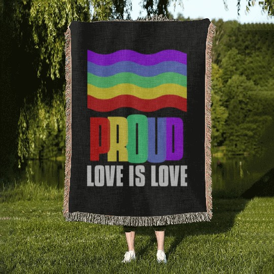 Proud LGBT Woven Blankets Love is Love Woven Blankets Gay Pride