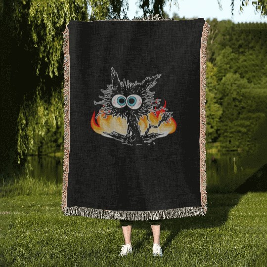 It'S Fine I'M Fine Everything Is Fine Cat Woven Blankets