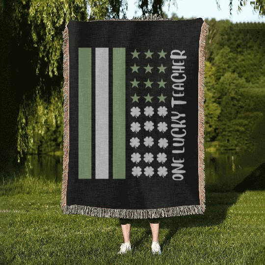 Teacher St Patricks One Lucky Teacher Woven Blankets