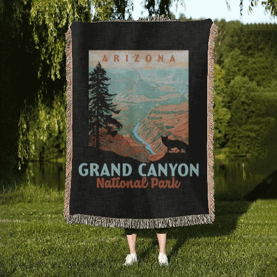 Grand Canyon National Park Arizonna Wpa Style Woven Blankets