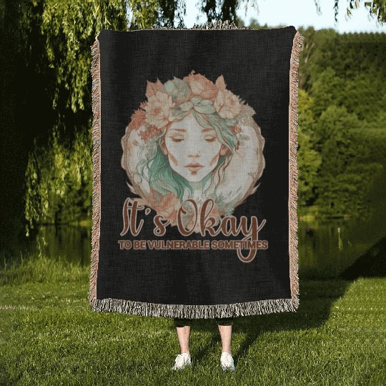 It's Okay To Be Vulnerable Mental Health Awareness Woven Blankets