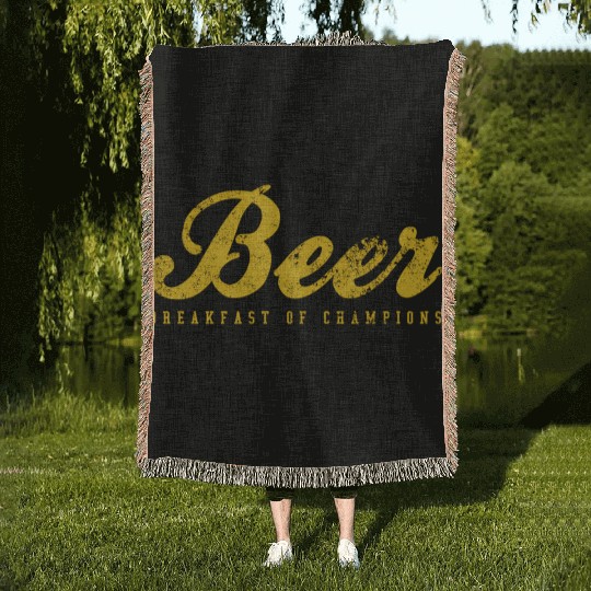 Beer Breakfast Of Champions Inred Woven Blankets