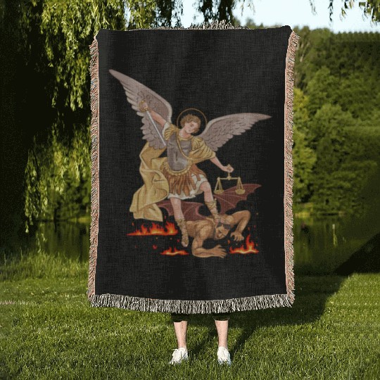 St Michael The Archangel Woven Blankets