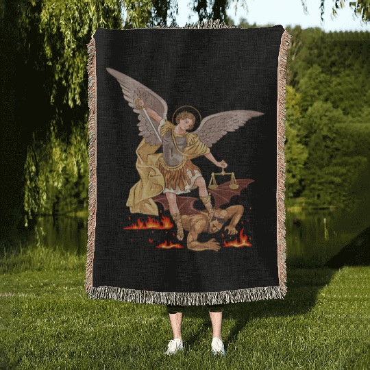 St Michael The Archangel Woven Blankets