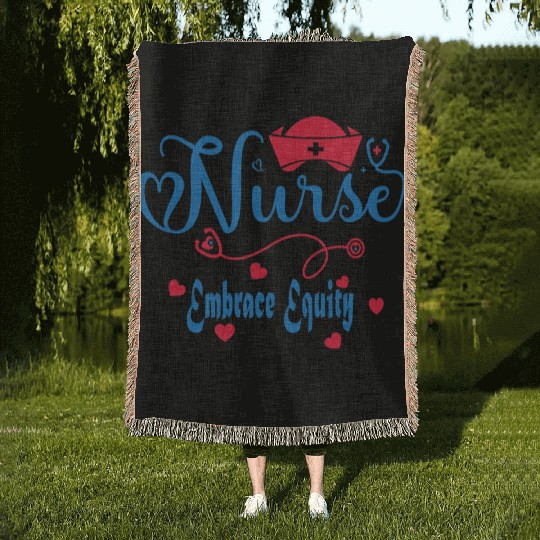 Embrace Equity Nurses For USA Registered Nurse Day Woven Blankets