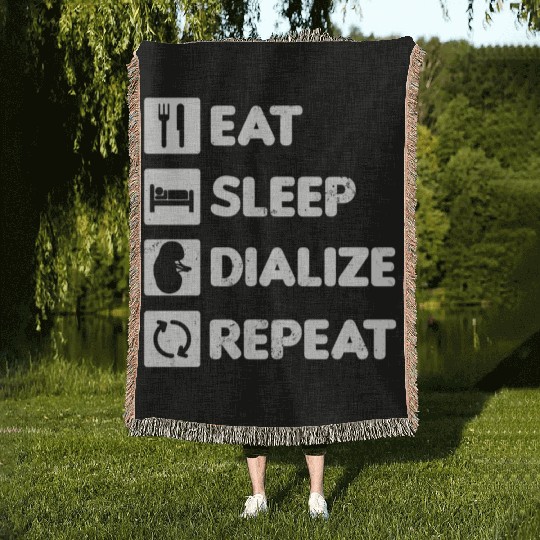 Dialysis Nurse Woven Blankets Eat Sleep Dialize Repeat Gift