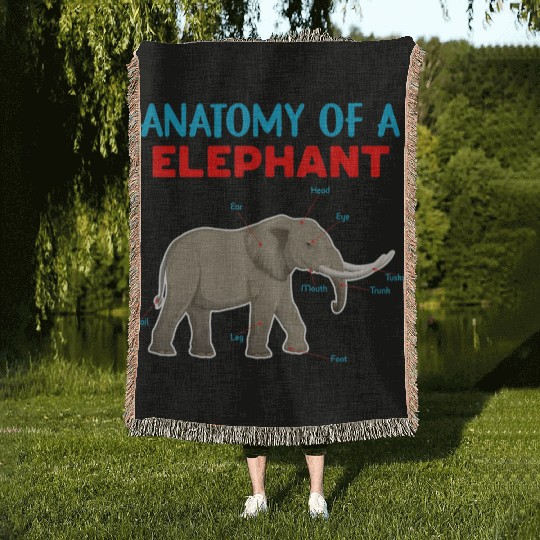 Anatomy Of A Elephant Educational Elephant Love Woven Blankets