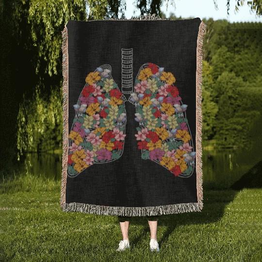 Anatomical Lungs Flowers Medical Science Anatomy Woven Blankets