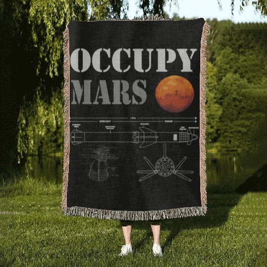 Occupy Mars Starship Rocket Woven Blankets