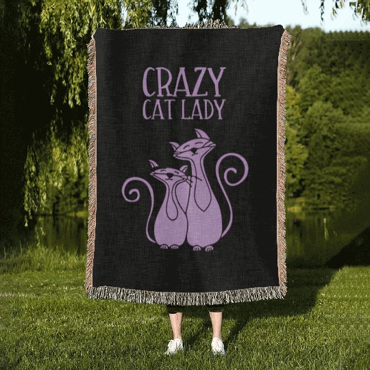 Crazy Cat Lady For Cat Purple Woven Blankets