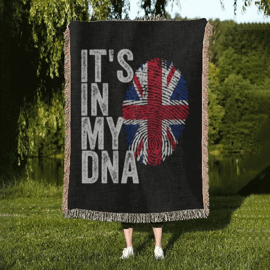 It'S In My Dna Uk Union Jack England Flag Eu Woven Blankets