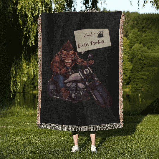 zombie Raider Monkey Woven Blankets
