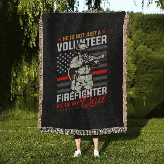 Proud Firefighter In A Fire Brigade Or Proud Woven Blankets