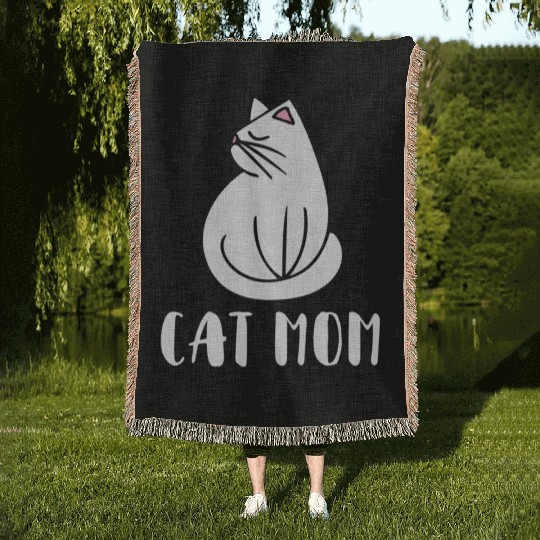 Cat Mom Kitty Cats Moms Crazy Cat Lady Woven Blankets