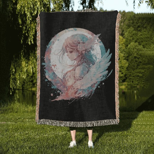 Watercolor Anime Fairy Cute Fairycore Pastel Goth Woven Blankets