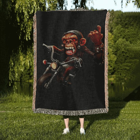 Zombie Raider Monkey Rockstar Woven Blankets