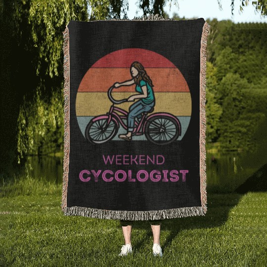 Weekend Cycologist Retro Sunset Cycling Woven Blankets