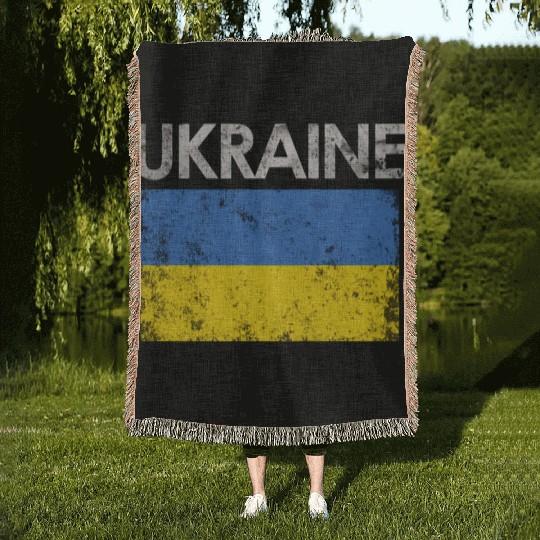 Ukraine Ukrainian Flag Pride Woven Blankets