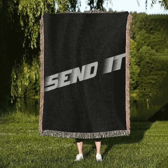 Dirt Bike Send It Motocross Woven Blankets