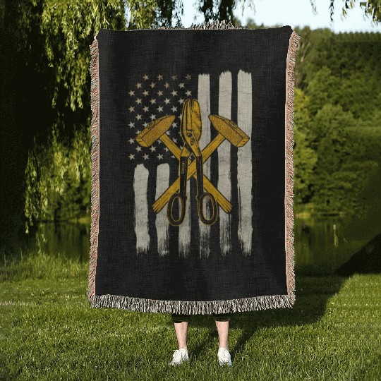 Sheet Metal Worker On Back Of Woven Blankets