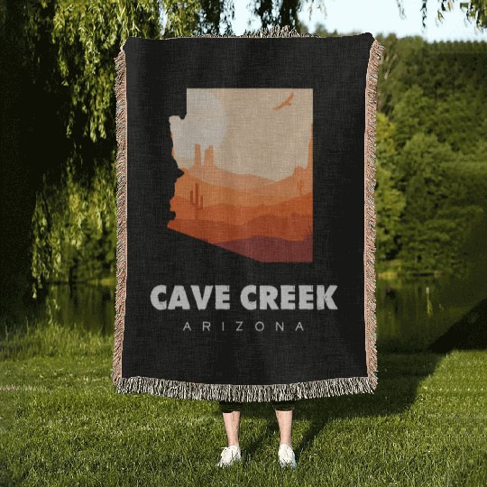 Caving Cave Creek Arizonna For Caveman Hiker Woven Blankets