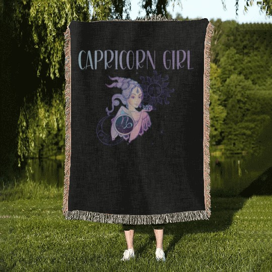 Capricorn Zodiac Sign Capricorn Horoscope Woven Blankets