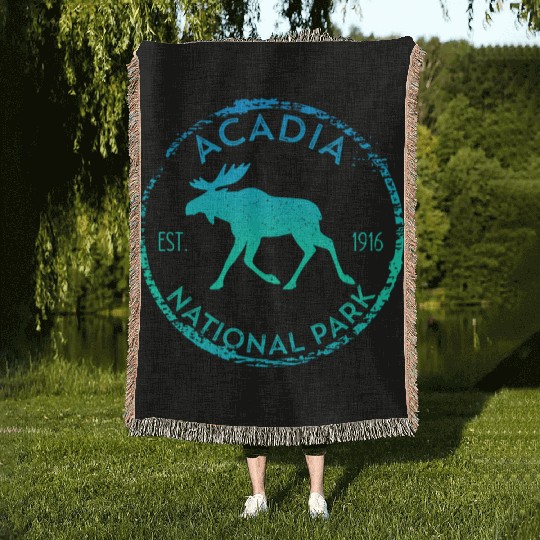 Acadia National Park Np Maine Moose Woven Blankets