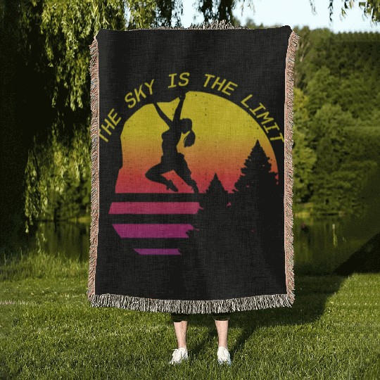 Sky Is The Limit Rock Climbing Free Wall Indoor Woven Blankets