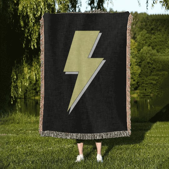 Aesthetic Pastel Yellow Lightning Bolt Woven Blankets