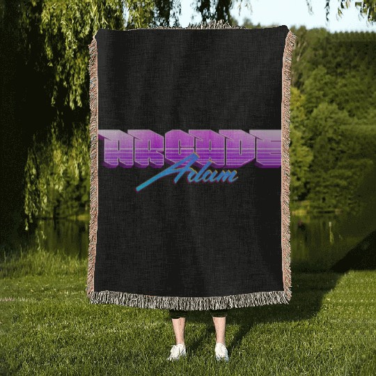 Retro 90s Arcade Adam Logo Woven Blankets