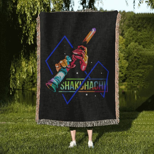 Colorful Shakuhachi Japanese Bamboo Flute Woven Blankets