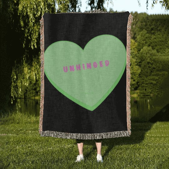 unhinged conversation heart Woven Blankets