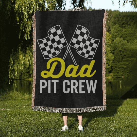 Dad Pit Crew For Racing Party Costume Woven Blankets